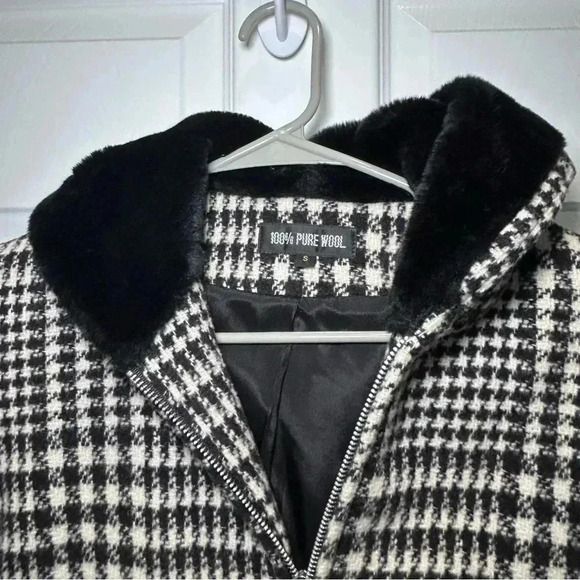 Houndstooth Wool Blend Coat - Picture 5 of 8